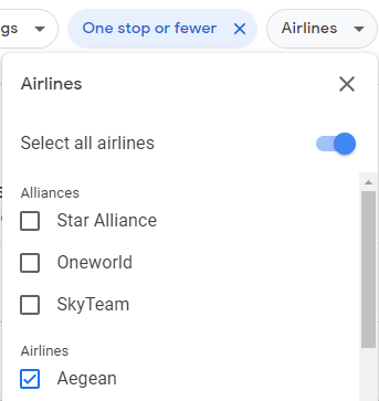 The airlines fliter on google flights used to filter out airlines which you do not want to fly with