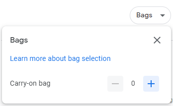 The bags filter on Google Flights used to indicate how many carry-on bags you will travel with