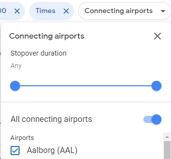 The connecting airports filter on Google Flights which lets you filter out flights with long layovers or that connect in airports you don't like