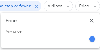 The price filter on google flights used to filter out flights that are outside of your budget