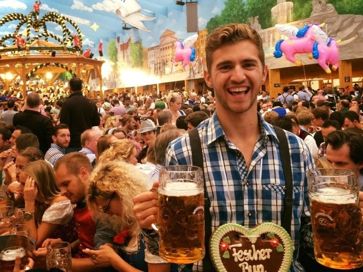 Sebastian from Travel Done Simple at the Oktoberfest in Munich Germany
